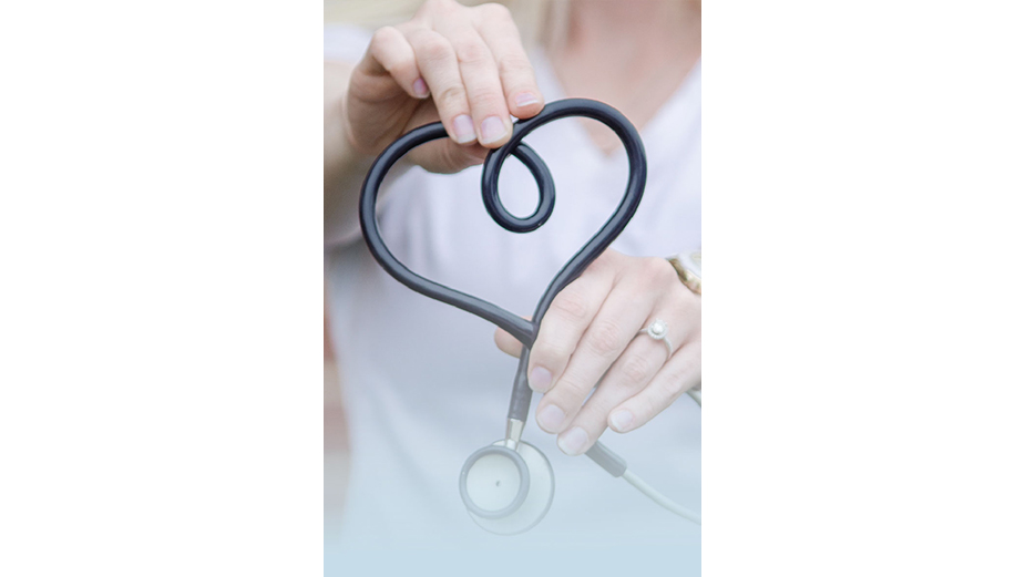 Close up of stethoscope in shape of heart