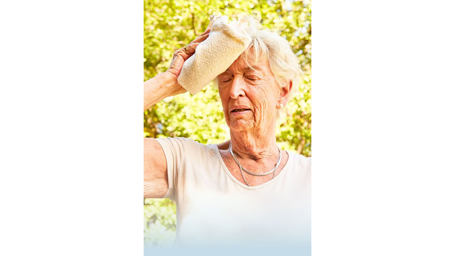 Senior trying to cool down in a heatwave