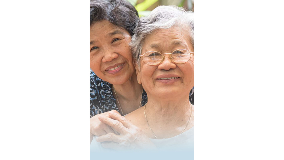 Close up of two older Asian American women