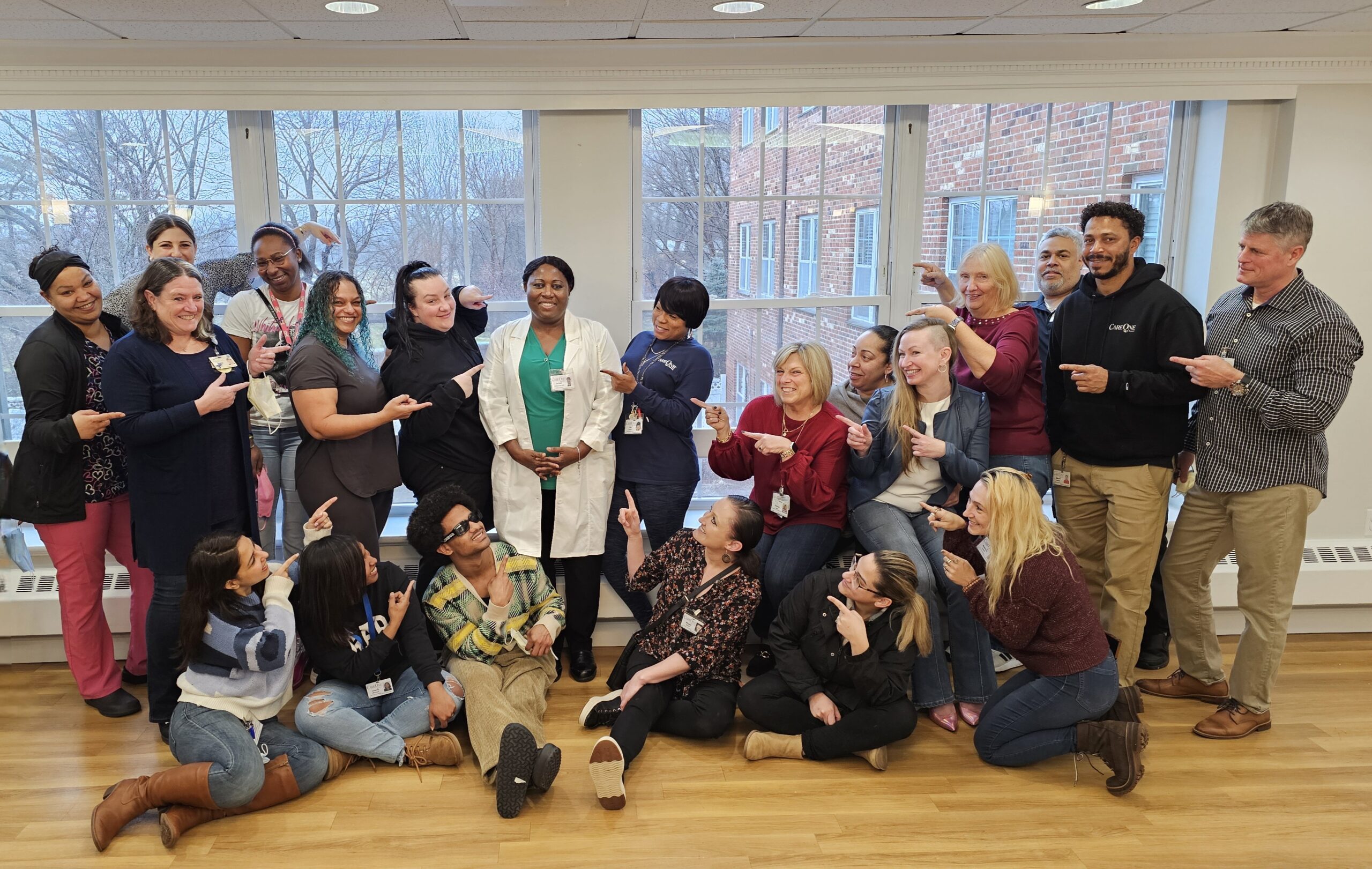 The CareOne at Newton team pictured with Rachel Yerokun, winner of the 2023 Frontline Honors Award from the Aging Media Network